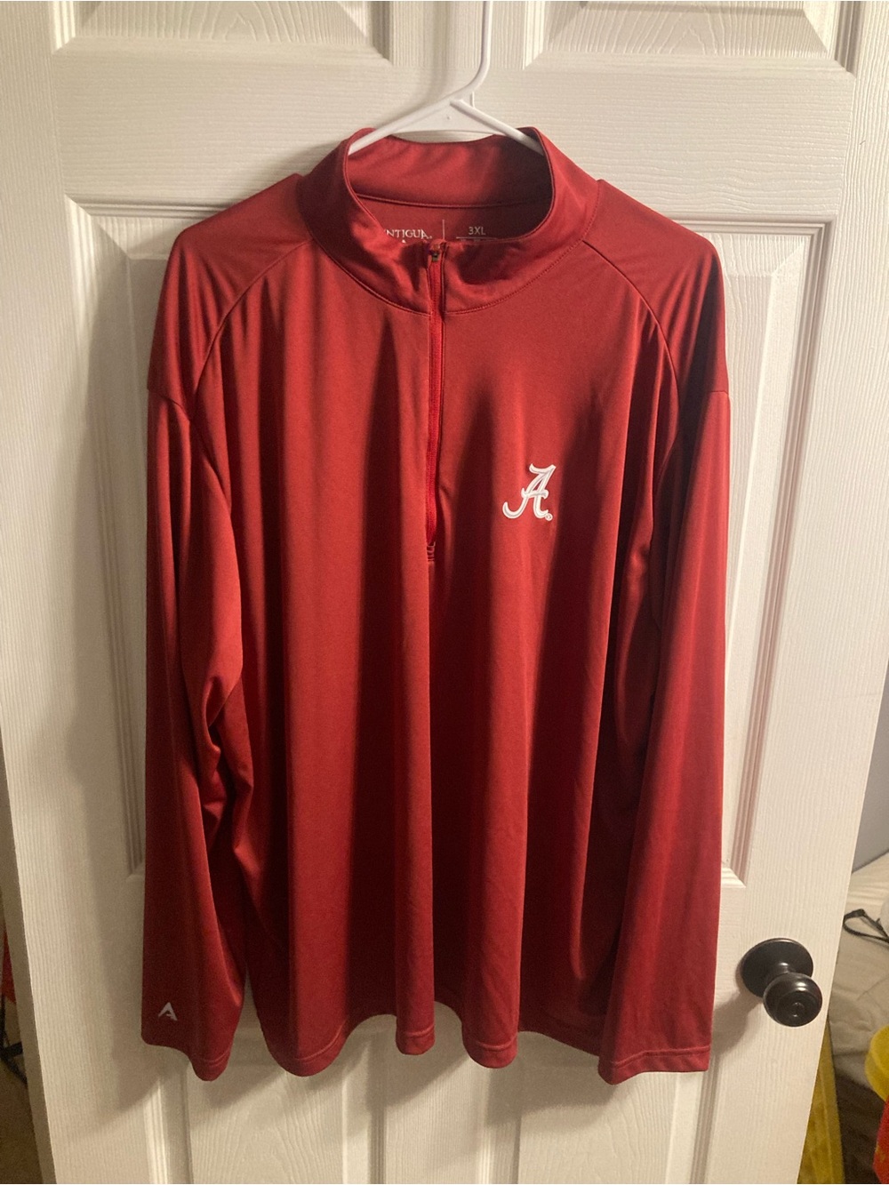Antigua Men's Crimson Alabama Quarter-Zip Pullover with White Script Logo